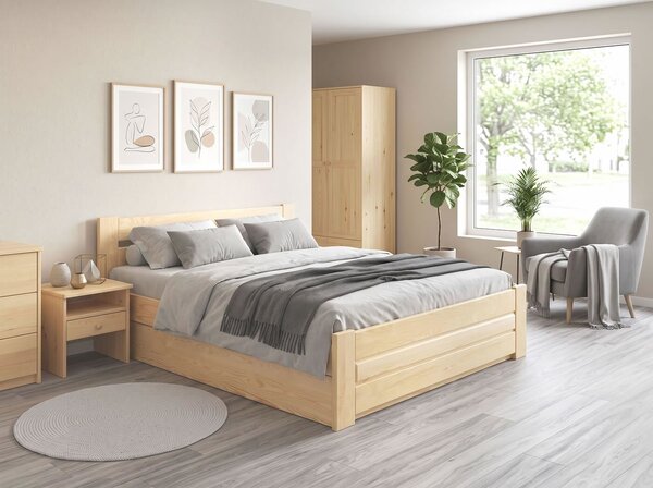 Postel dvoulůžko s úložným prostorem Hanka, 160x220cm, masiv borovice