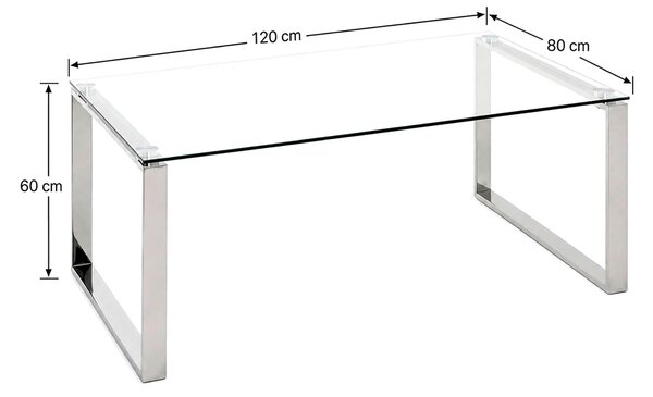 KONFERENČNÍ STOLEK, barvy nerez oceli, kov, sklo, 120/60/40 cm - Konferenční stolky, Online Only