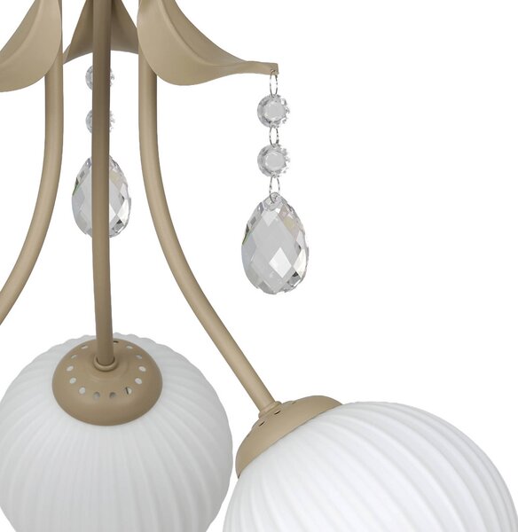 Milagro Lighting Stropní světlo Celeste, taupe, Ø 40 cm, kov, 3ramenné, stmívatelný, Mosaz / zlato, Obývací pokoj / jídelna, kov