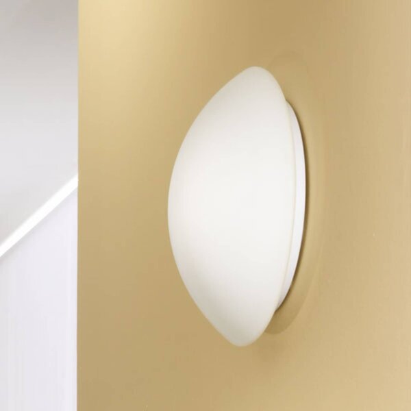 Fabas Luce Stropní svítidlo Pandora, Ø 36 cm, sklo, bílé, stmívatelný, Bílá / opál, Obývací pokoj / jídelna, Sklo