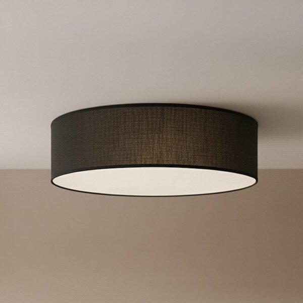 Milagro Lighting Stropní světlo Marshall, černé, Ø 50 cm, kov/ratan, stmívatelný, Černá, Obývací pokoj / jídelna, Dřevo, Moderní