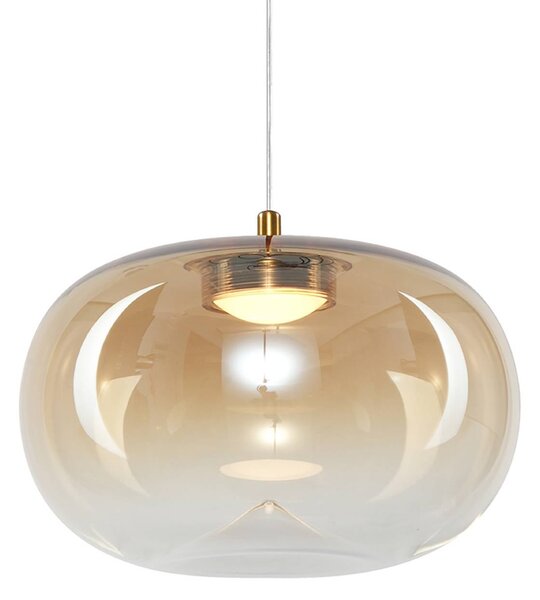 Milagro Lighting Závěsné světlo Vaso, jantarová, Ø 18 cm, sklo, Krémová / jantar, Obývací pokoj / jídelna, Sklo, Moderní