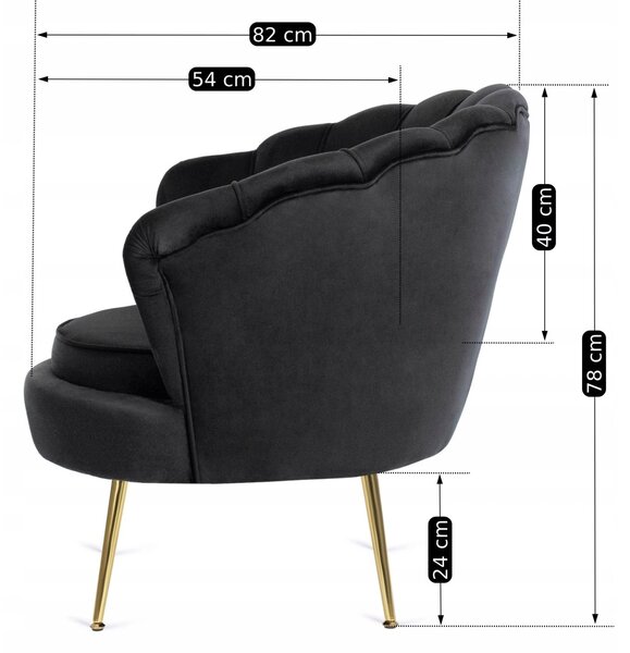 Vivaldi Designové křeslo Angel samet černé/zlaté