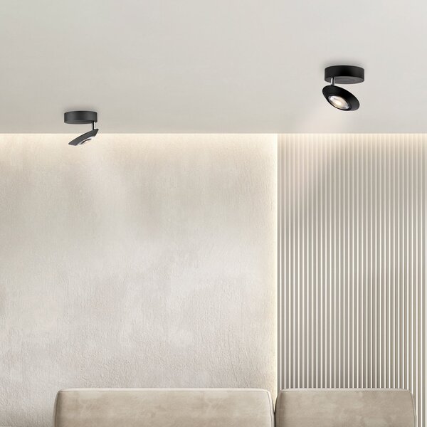 Stropní Lampa PURE, Oculis, stmívatelné, Černá, Obývací pokoj, Kov, Moderní