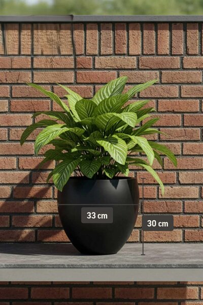 Kulatý květináč PLUTO, sklolaminát, výška 30 cm, antracit