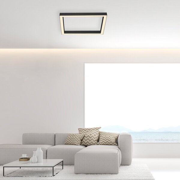 Stropní Lampa PURE, PURE Lines Square, stmívatelné, Černá, Obývací pokoj, Kov, Moderní