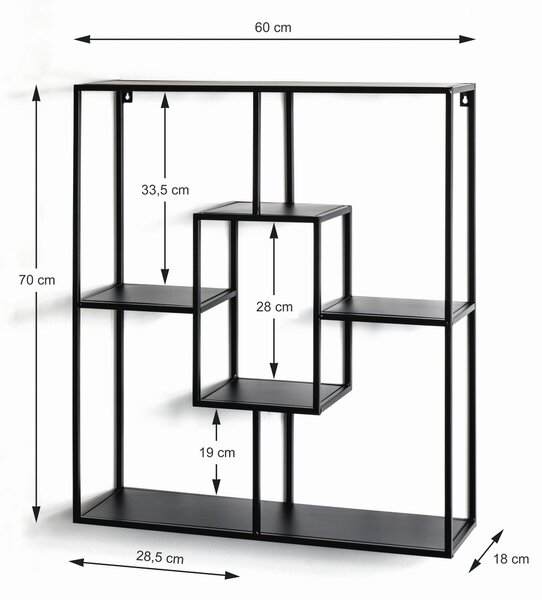 NÁSTĚNNÝ REGÁL, černá, 60/70/18 cm - Online Only regály & police, Online Only