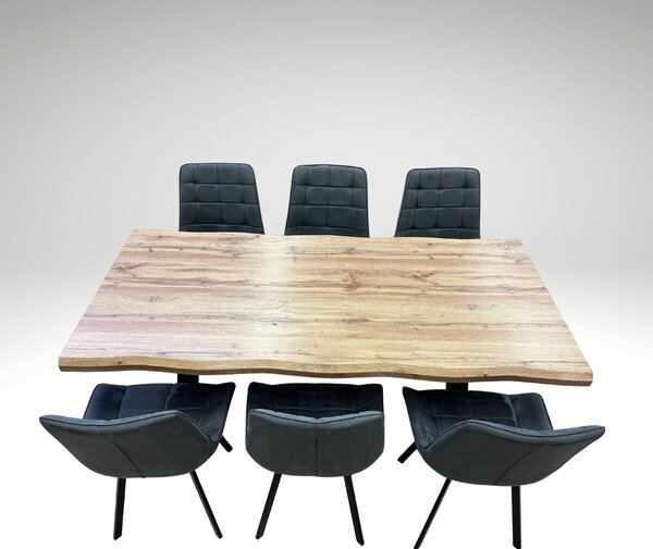 Vikio Jídelní set pro 6 osob 180x90 cm dub, šedá samet VJS118-61S-S