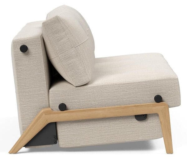 Béžová rozkládací pohovka Innovation Cubed Wood Linen Sand Grey, 96 x 147 cm