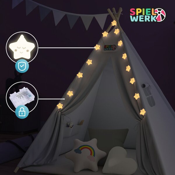 Dětský stan teepee JULIUS, 160x120x120cm, bílá/šedá Spielwerk
