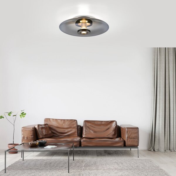 Stropní Lampa PURE, Vitrum, stmívatelné, Šedá, Obývací pokoj, Sklo, Moderní
