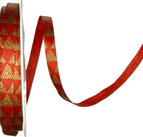 Vánoční saténová stuha TRIANGEL RED červená 10mm x 20m (5,50Kč/m)