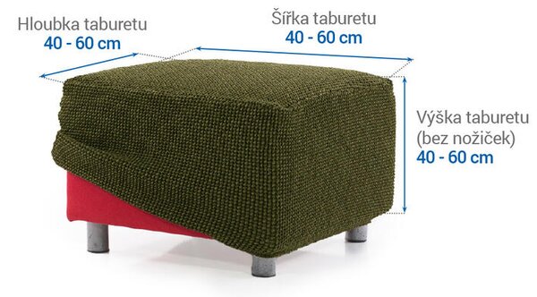 Super strečové potahy NIAGARA zelená taburet (40 - 60 cm)