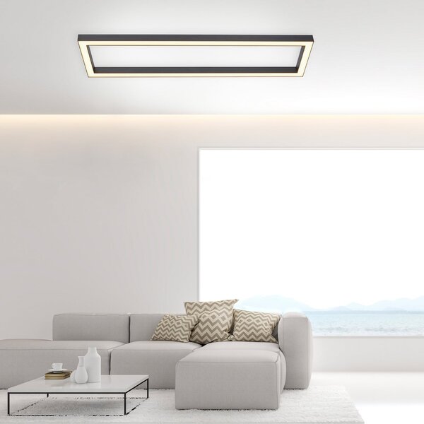 Stropní Lampa PURE, PURE Lines Square, stmívatelné, Černá, Obývací pokoj, Kov, Moderní