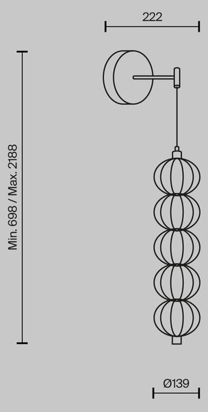 Maytoni Nástěnné LED svítidlo GOLDEN CAGE, 17W, v. 218,8 cm, CRI80