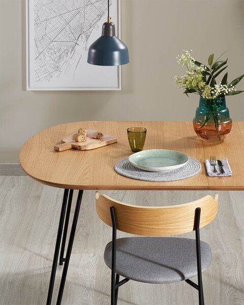 Rozkládací jídelní stůl v dekoru dubu v přírodní barvě 90x140 cm Novac – Kave Home