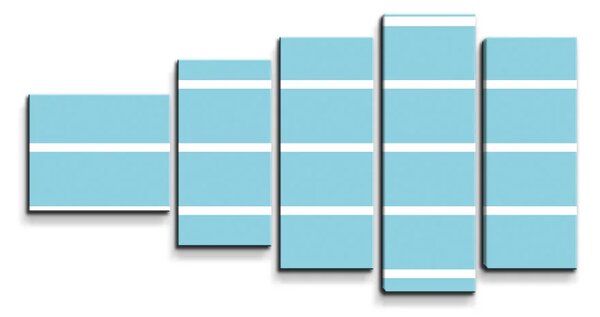 Sablio Obraz - 5-dílný Bílé pruhy na modré - 100x60 cm