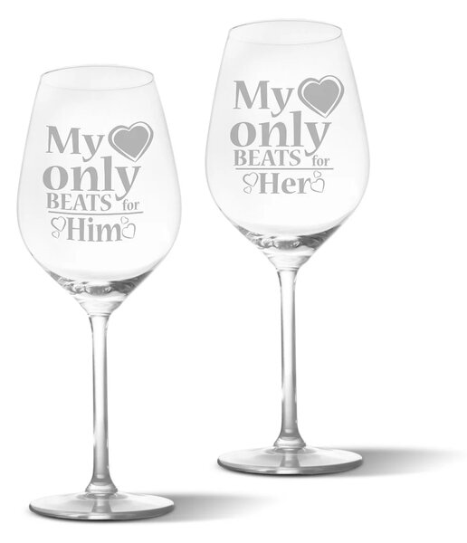 Sablio Skleničky na víno My heart only beats: 2 x 49 cl