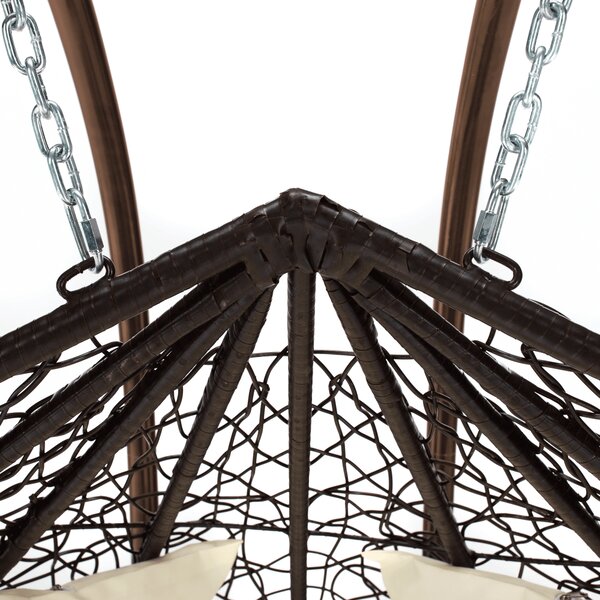 KONDELA Závěsné dvojkřeslo, měděná/hnědá/krémová, DALVEA 2 NEW