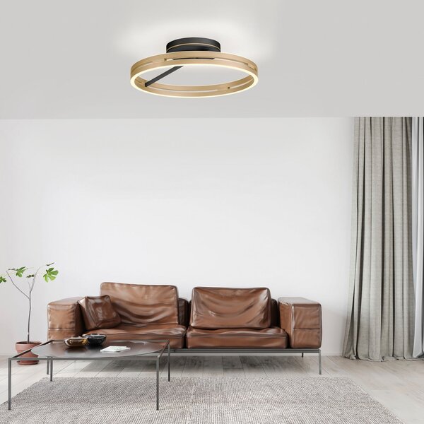 Stropní Lampa PURE, PURE Loop, stmívatelné, Zlatá / mosazná, Obývací pokoj, Hliník, Moderní