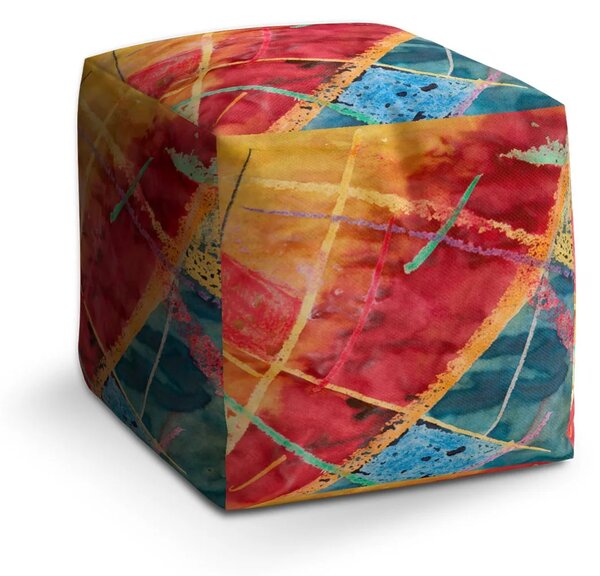 Sablio Taburet Cube Barevné čáry - 40x40x40 cm