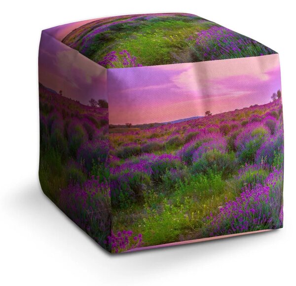 Sablio Taburet Cube Levandulové pole 2 - 40x40x40 cm