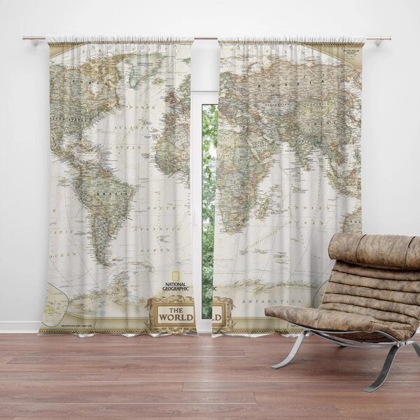 Sablio Závěs Mapa světa: 2ks 140x250cm