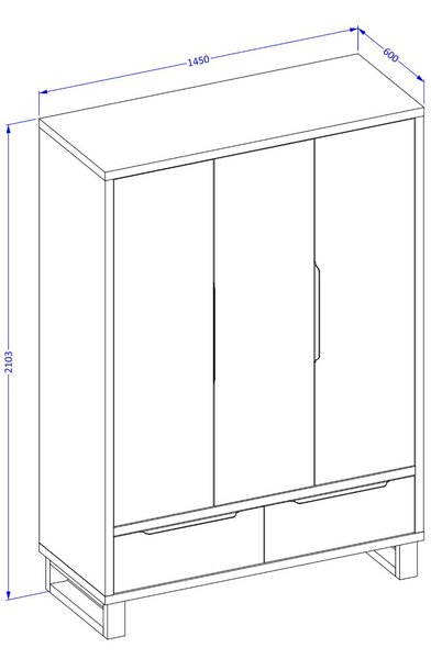 Kombinovaná šatní skříň 145 cm BULLARD - dub wotan