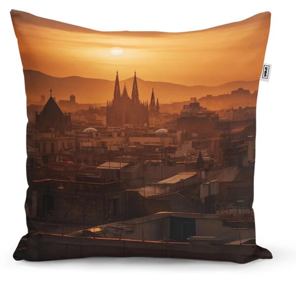 Sablio Polštář Barcelona Night Skyline - 40x40 cm