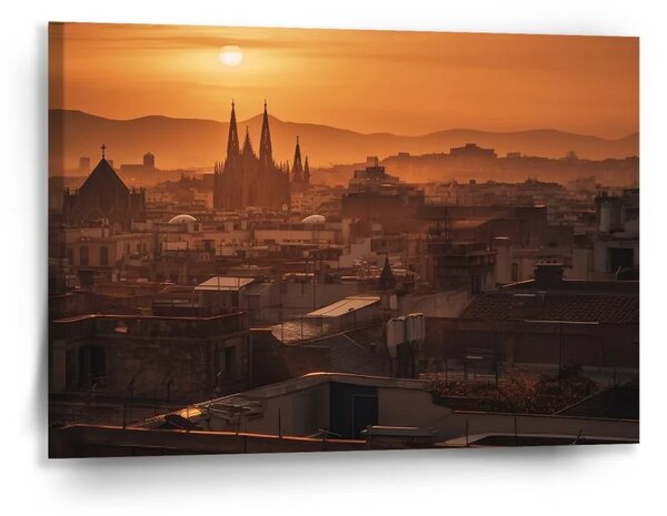 Sablio Obraz Barcelona Night Skyline - 90x60 cm