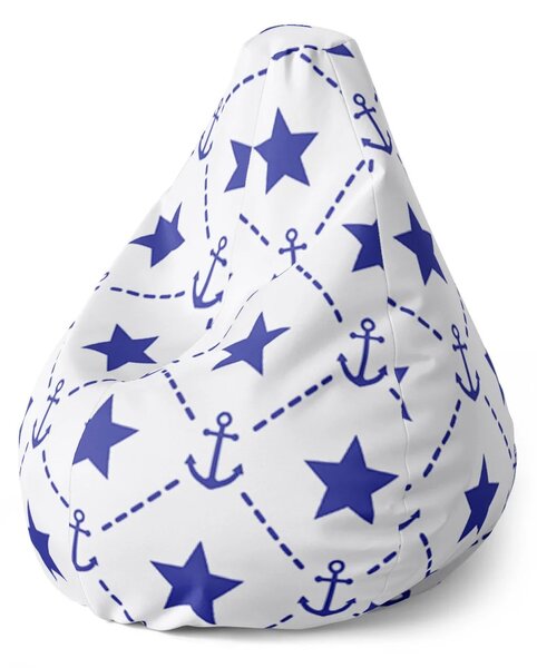 Sablio Sedací vak Pear Hvězdy a kotvy - 70 x 95 x 15 cm