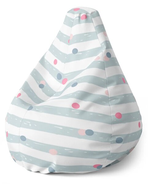 Sablio Sedací vak Pear Tečky a pruhy - 70 x 95 x 15 cm