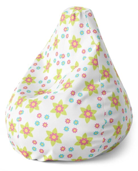 Sablio Sedací vak Pear Barevné kytičky - 70 x 95 x 15 cm