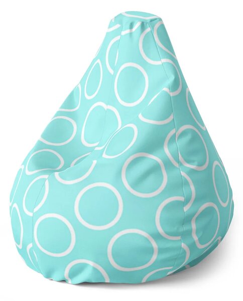 Sablio Sedací vak Pear Bílé kruhy - 70 x 95 x 15 cm