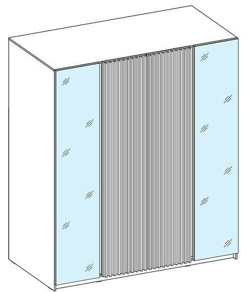 Šatní skříň KAJA 2LU 2LAM | 200 cm | se zrcadly | VYSOKÁ | černá/evoke + lamely