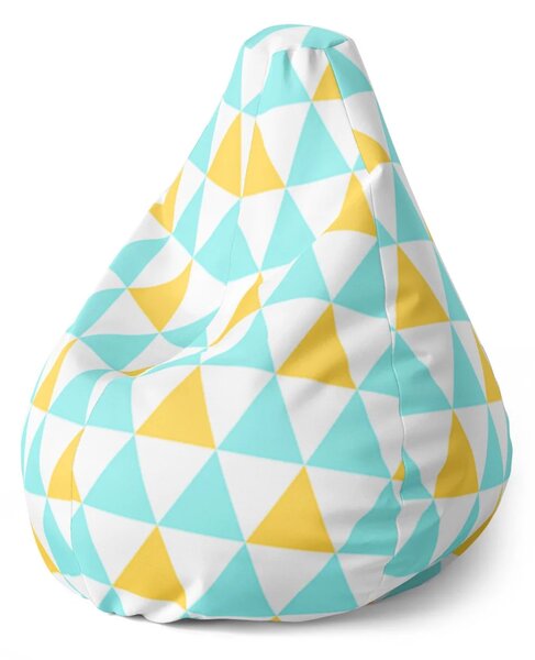 Sablio Sedací vak Pear Dvoubarevné trojúhelníky - 70 x 95 x 15 cm