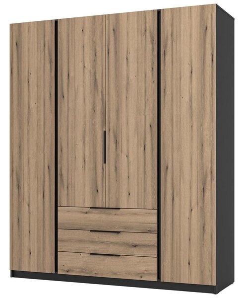Šatní skříň KAJA 4F 3S | 200 cm | bez zrcadla | VYSOKÁ | černá/evoke