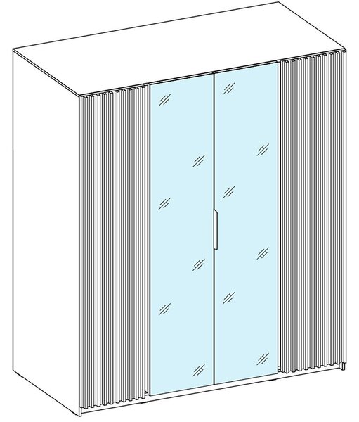 Šatní skříň KAJA 2LAM 2LU | 200 cm | se zrcadly | VYSOKÁ | černá + lamely