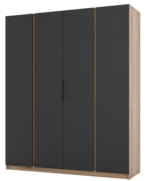 Šatní skříň KAJA 4F | 200 cm | bez zrcadla | VYSOKÁ | evoke/černá