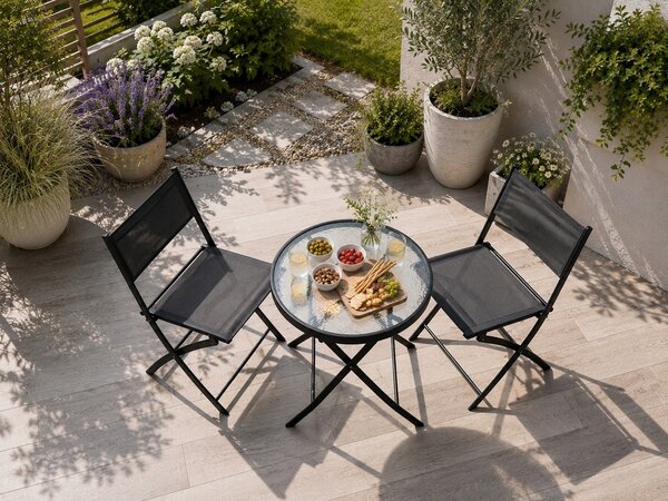 TRENDIE Balkonový set nábytku - stolek s průměrem 50 cm + 2 židle