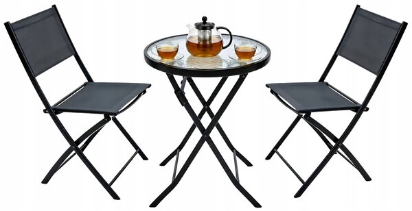 TRENDIE Balkonový set nábytku - stolek s průměrem 50 cm + 2 židle