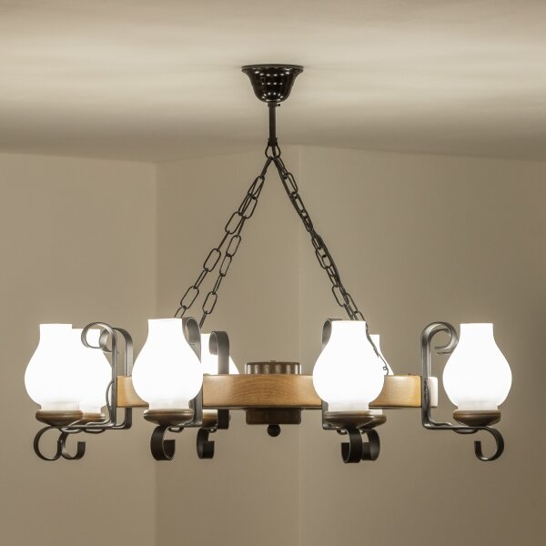 Brilagi - Lustr na řetězu ROATA 8xE14/40W/230V pr. 70 cm buk/ořech