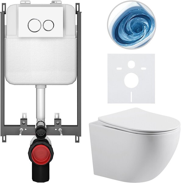 Kompletní WC set Basic/Cesso - bílá lesklá - WC tlačítko Dualo/Bílá - pro zazdění - 49x36 cm - 8050BD85971