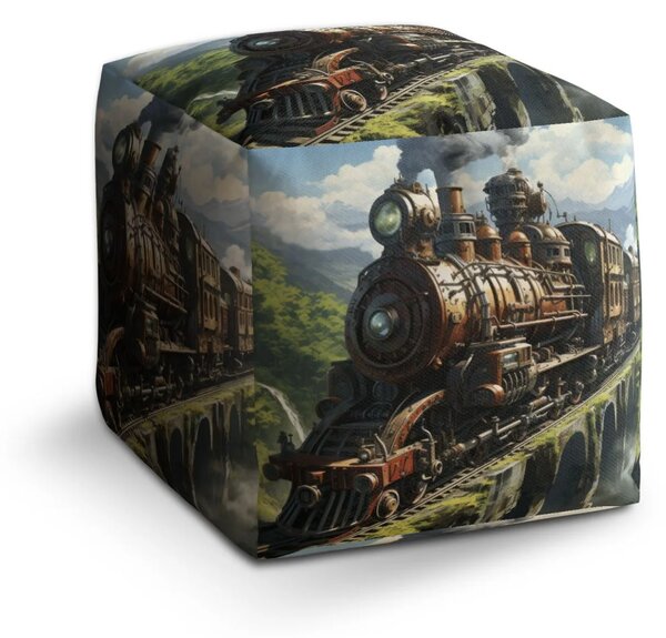 Sablio Taburet Cube Parní lokomotiva na viaduktu - 40x40x40 cm