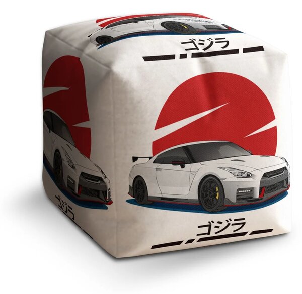 Sablio Taburet Cube Nissan GTR 35 Japonské slunce - 40x40x40 cm