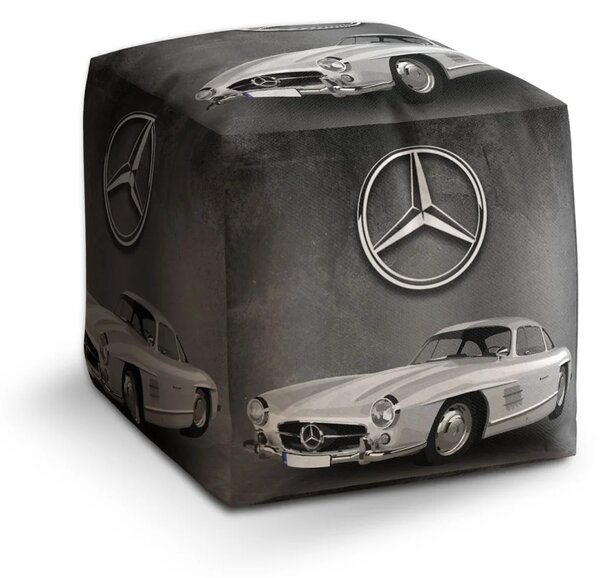 Sablio Taburet Cube Mercedes-Benz 300 SL Šedé pozadí - 40x40x40 cm