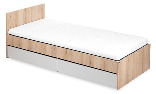 Dětská postel 90x200 AGIRA se šuplíkem - buk / šedá