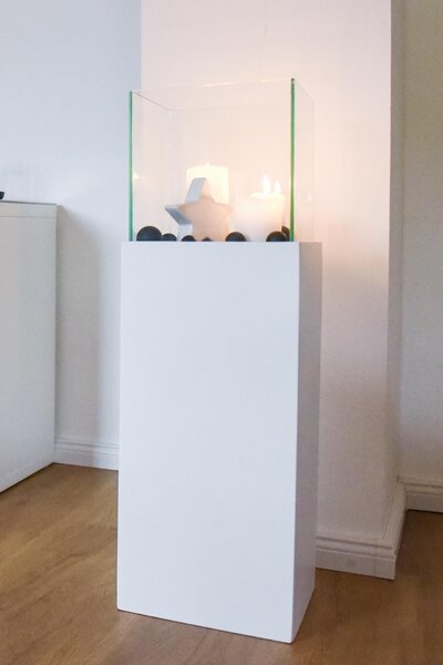 Dekorační svícen/sloup CANDELA, hliníkový kompozit, výška 80 cm, bílá