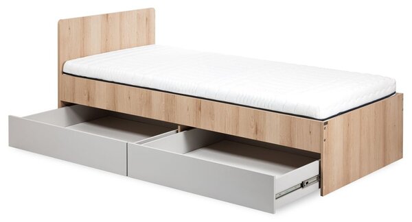 Dětská postel 90x200 AGIRA se šuplíkem - buk / šedá