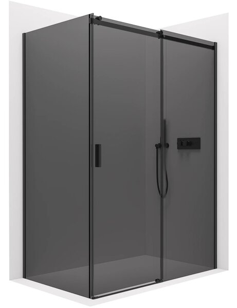 Sprchový kout Santoro L/P - 6 mm - černá matná, grafitové sklo - 100x70x195 cm - posuvný